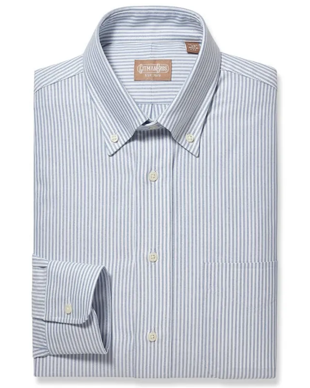 Button Down Oxford Blue Stripe - Tailored sold by Gitman Brothers