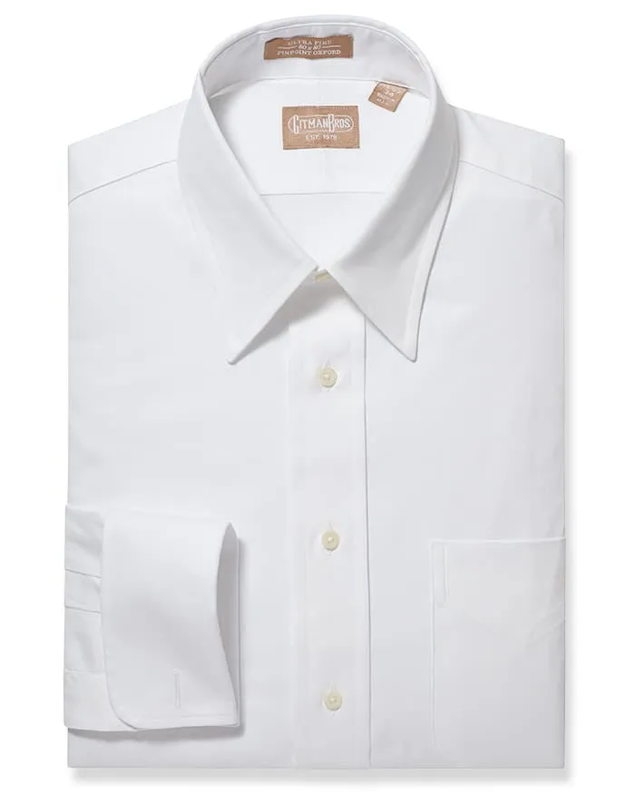 Point Collar Pinpoint French Cuff White - Classic sold by Gitman Brothers