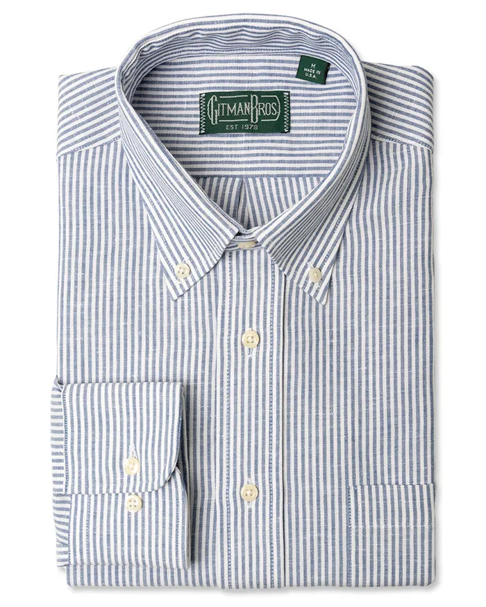 Blue Stripe Cotton/Linen sold by Gitman Brothers