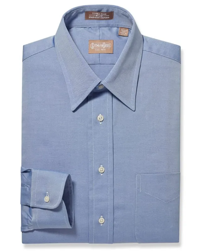 Point Collar Pinpoint Blue - Tailored sold by Gitman Brothers