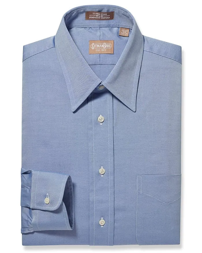 Point Collar Pinpoint Blue - Tailored sold by Gitman Brothers