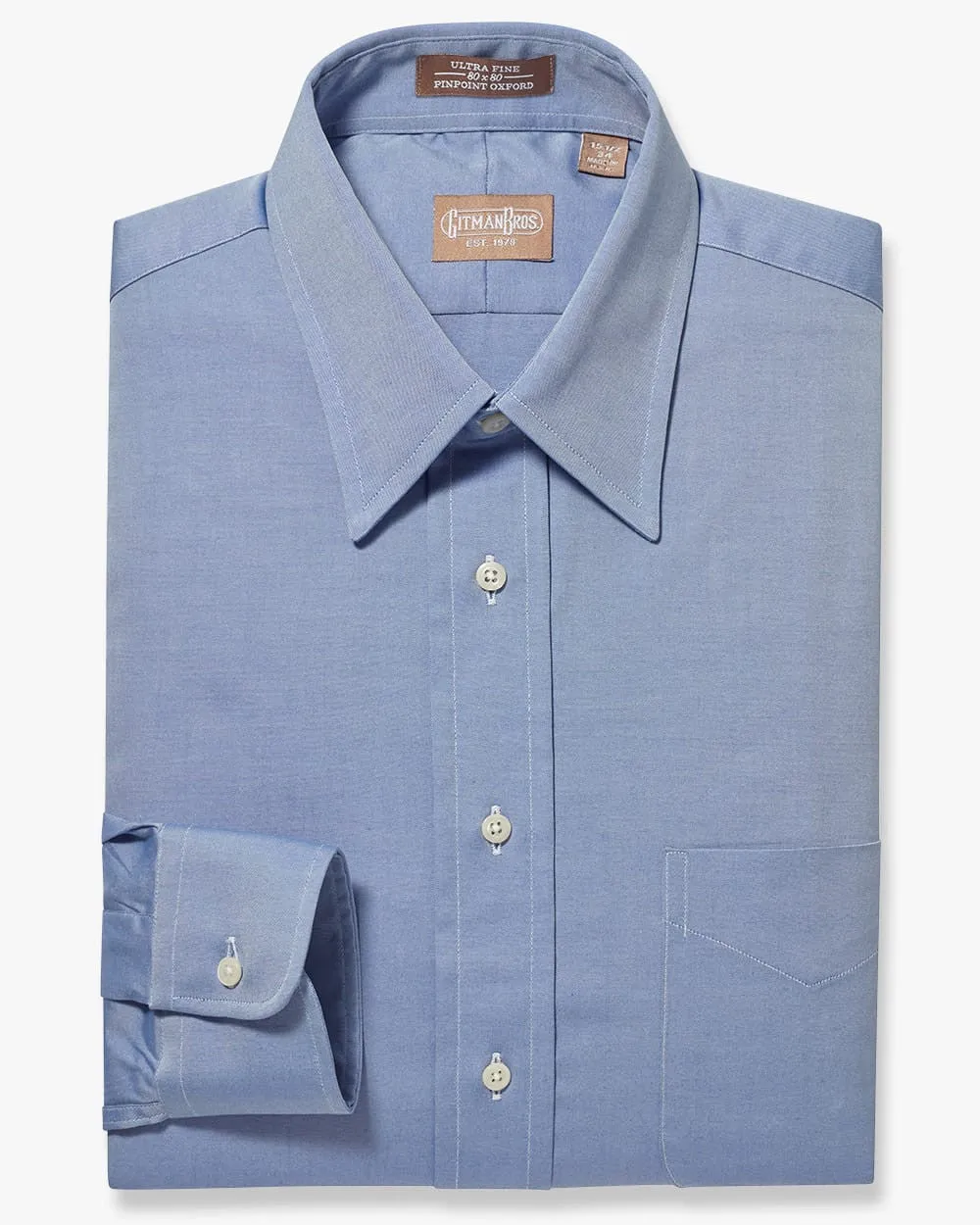 Point Collar Pinpoint Blue - Tailored sold by Gitman Brothers product image thumbnail 2