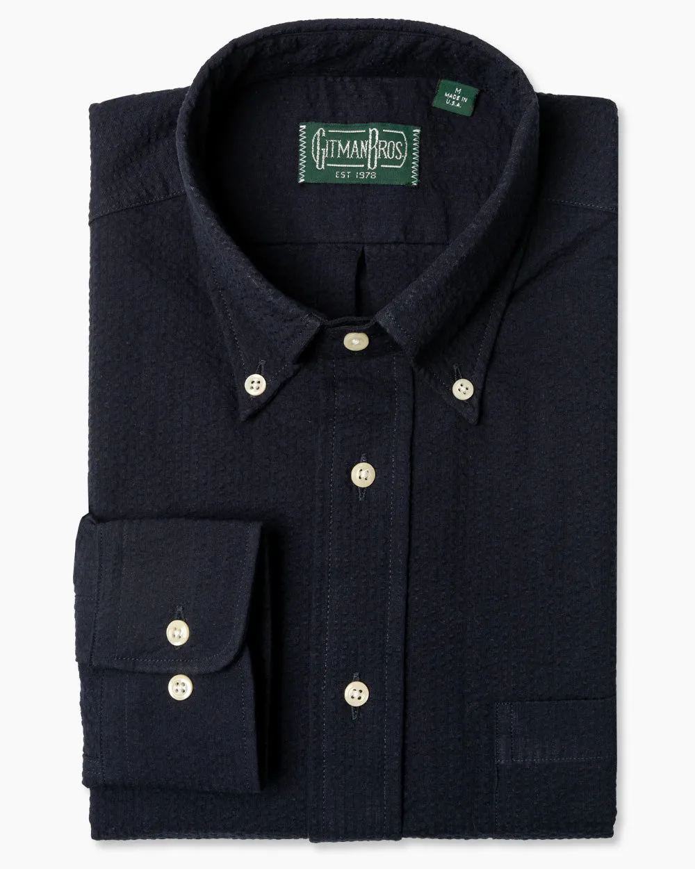 Navy Overdye Seersucker sold by Gitman Brothers product image thumbnail 2