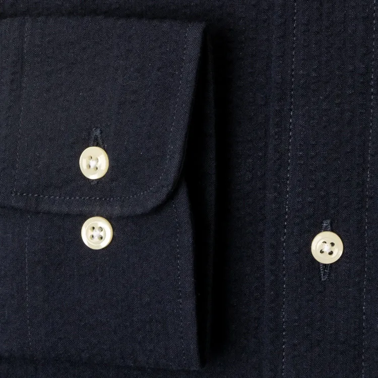 Navy Overdye Seersucker sold by Gitman Brothers product image thumbnail 4