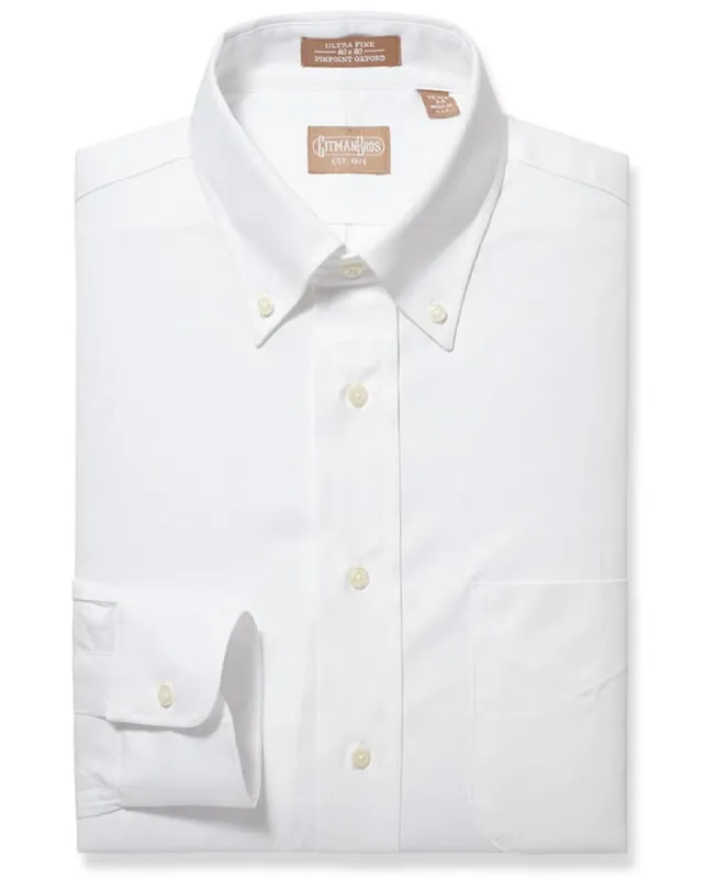 Button Down Pinpoint White sold by Gitman Brothers