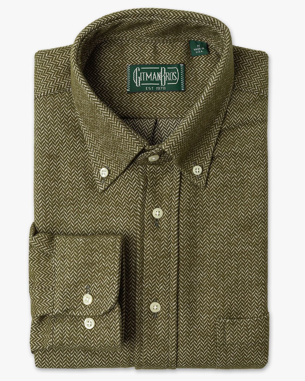 Olive Herringbone Flannel sold by Gitman Brothers product image thumbnail 2