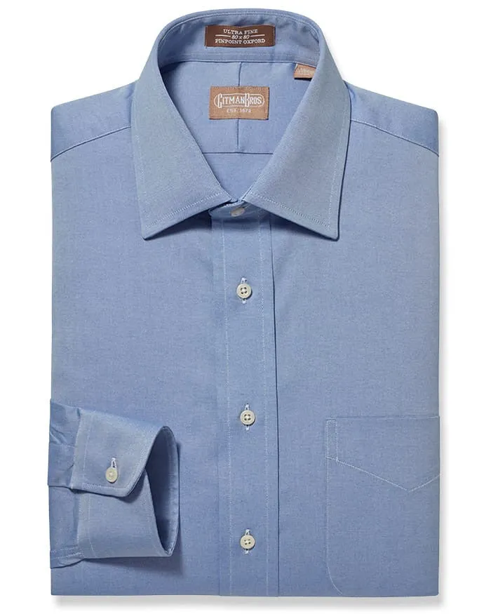 Medium Spread Pinpoint Blue - Tailored sold by Gitman Brothers