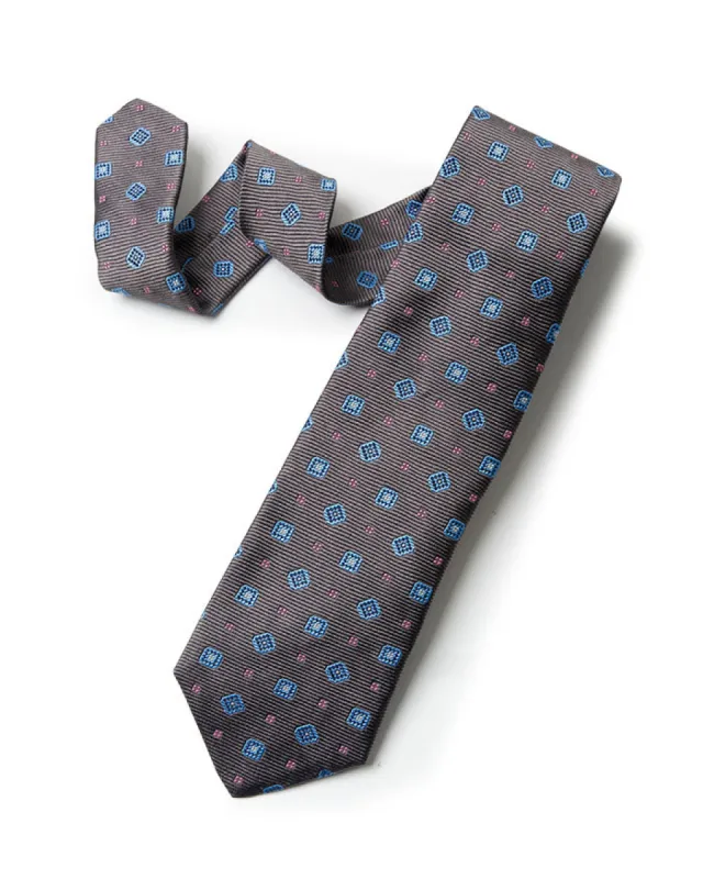 Grey Woven Medallion Tie sold by Gitman Brothers