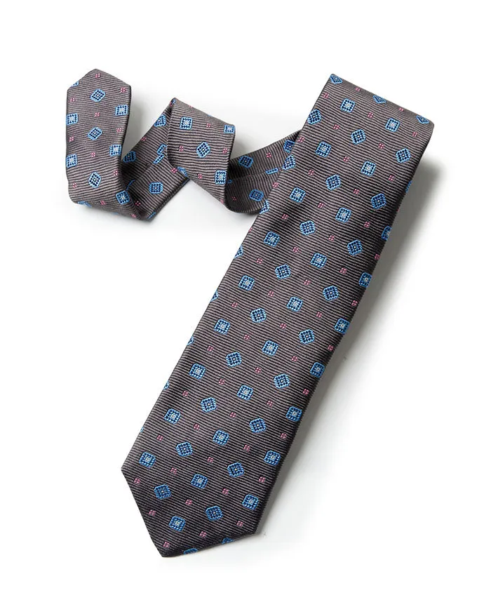 Grey Woven Medallion Tie sold by Gitman Brothers