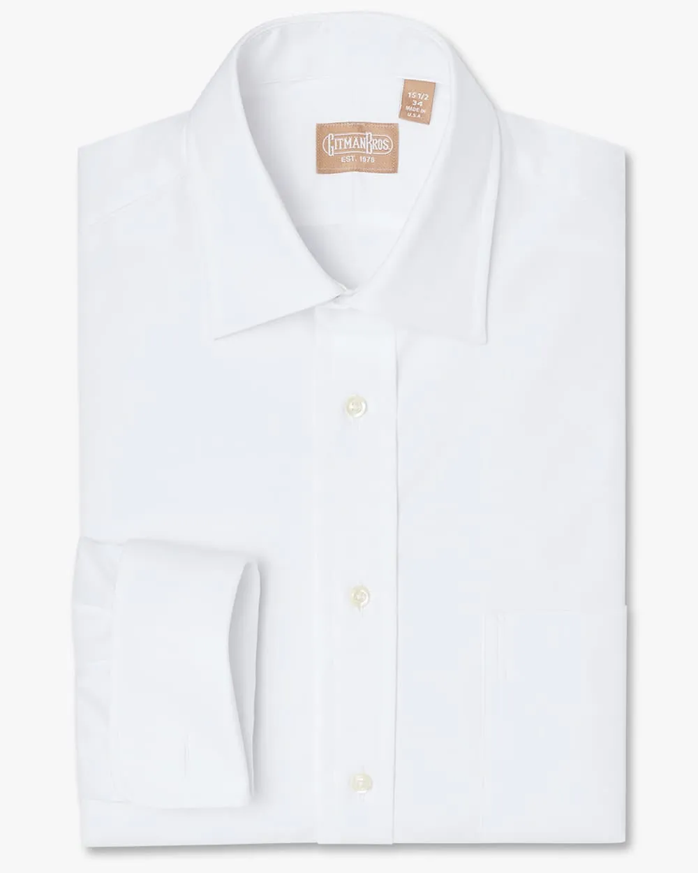 Medium Spread Pinpoint French Cuff White - Tailored sold by Gitman Brothers product image thumbnail 2