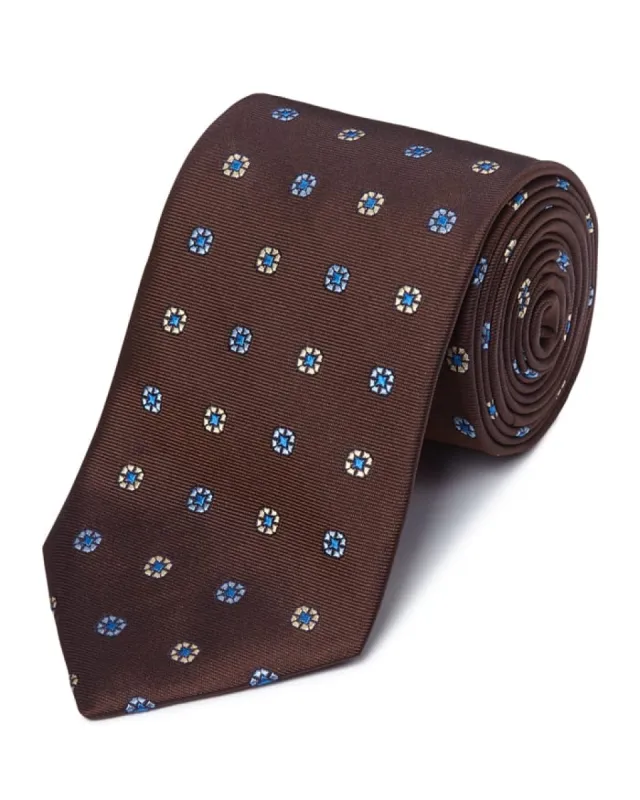 Brown Silk Spaced Neat Tie sold by Gitman Brothers