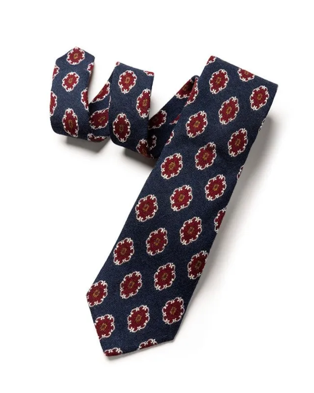 Navy Medallion Tie sold by Gitman Brothers