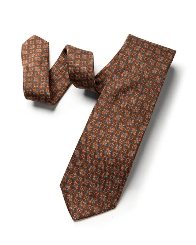 Brown Micro Medallion Tie sold by Gitman Brothers