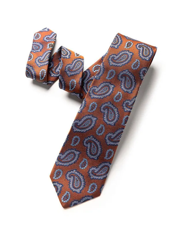 Orange Silk Paisley Tie sold by Gitman Brothers