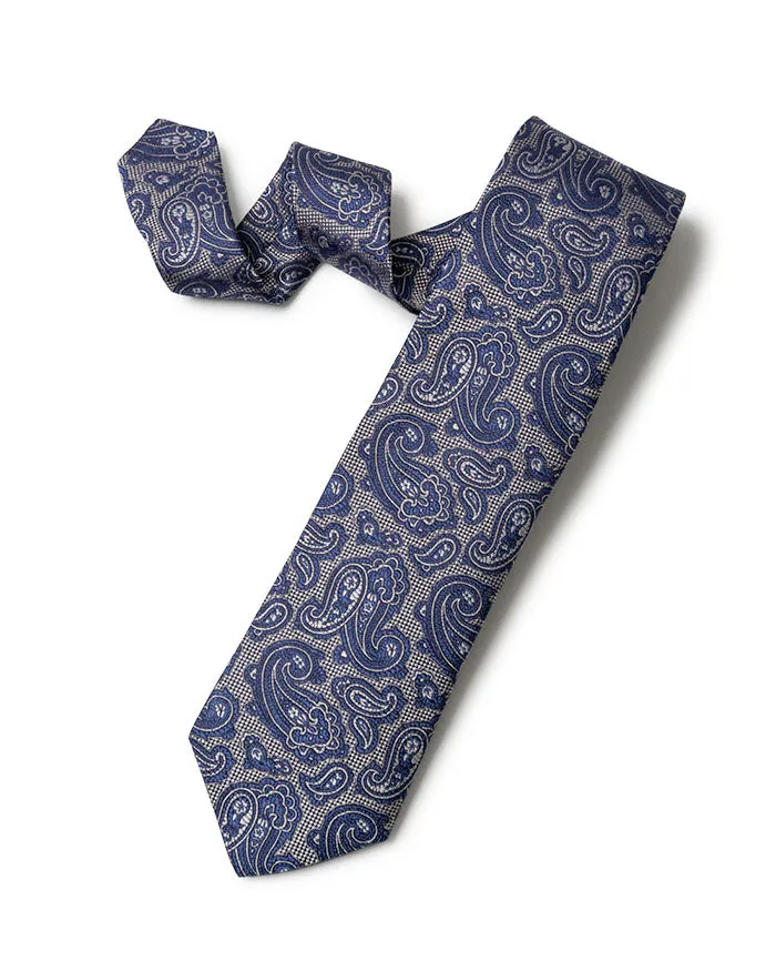Grey Woven Paisley Tie sold by Gitman Brothers