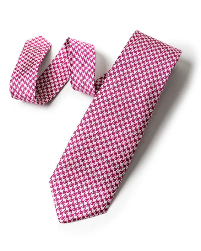 Pink Silk Houndstooth Tie sold by Gitman Brothers