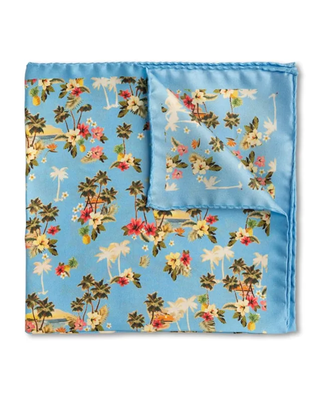Blue Silk Island Time Pocket Square sold by Gitman Brothers