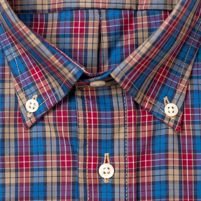 Navy Checked Winter Poplin sold by Gitman Brothers product image thumbnail 3