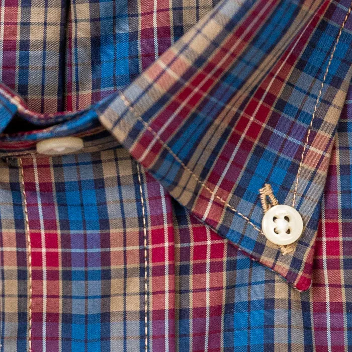 Navy Checked Winter Poplin sold by Gitman Brothers product image thumbnail 5