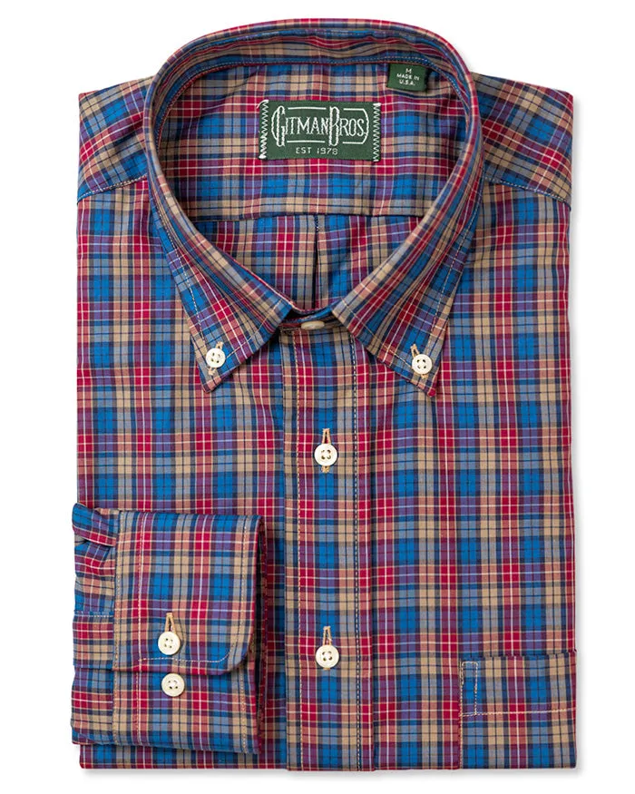 Navy Checked Winter Poplin sold by Gitman Brothers