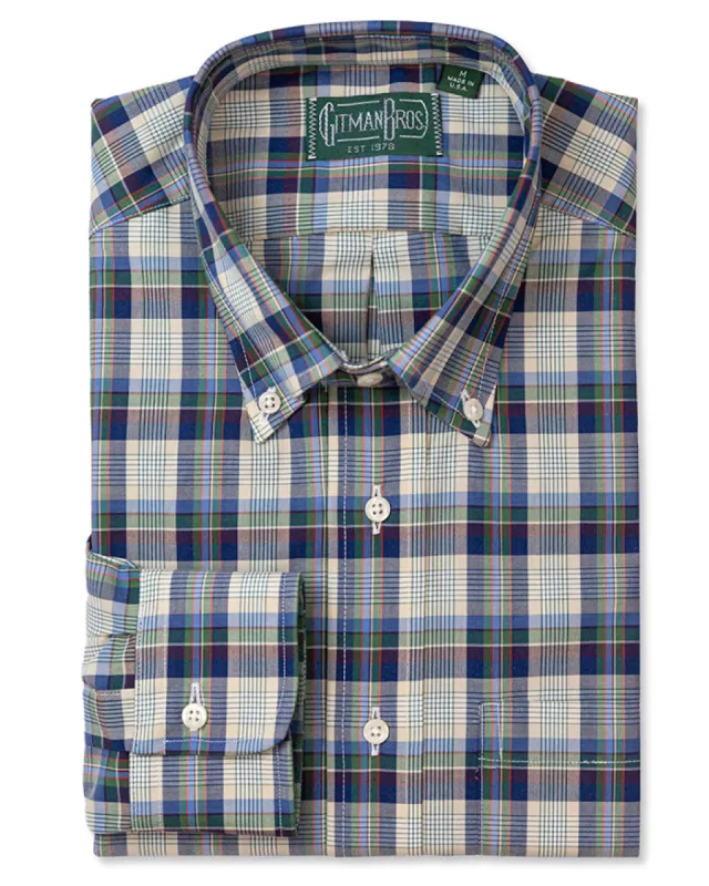 Tan Checked Winter Poplin sold by Gitman Brothers