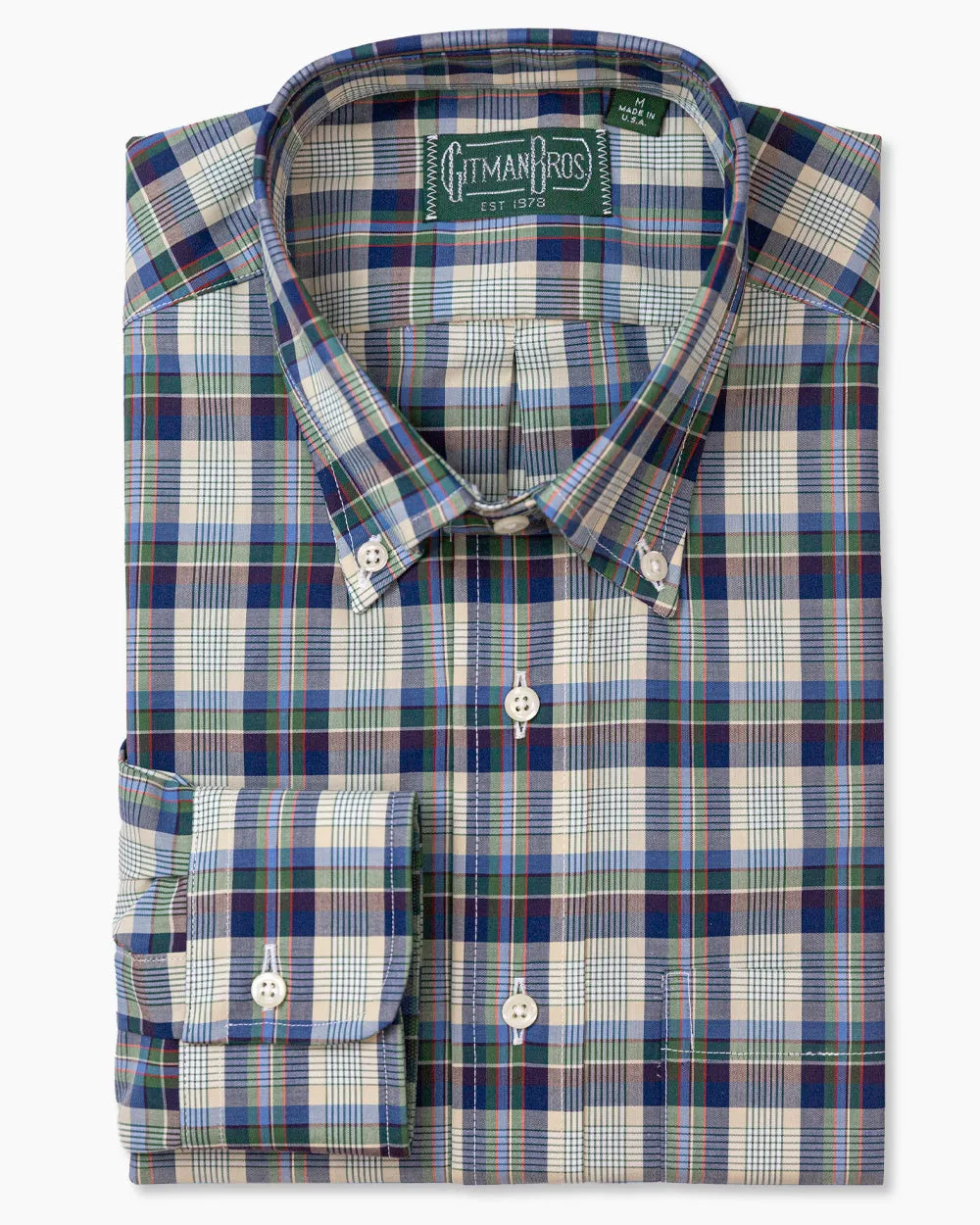 Tan Checked Winter Poplin sold by Gitman Brothers product image thumbnail 2