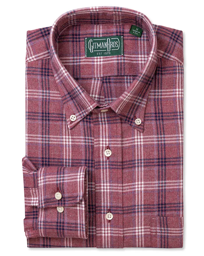 Burgundy Checked Flannel sold by Gitman Brothers
