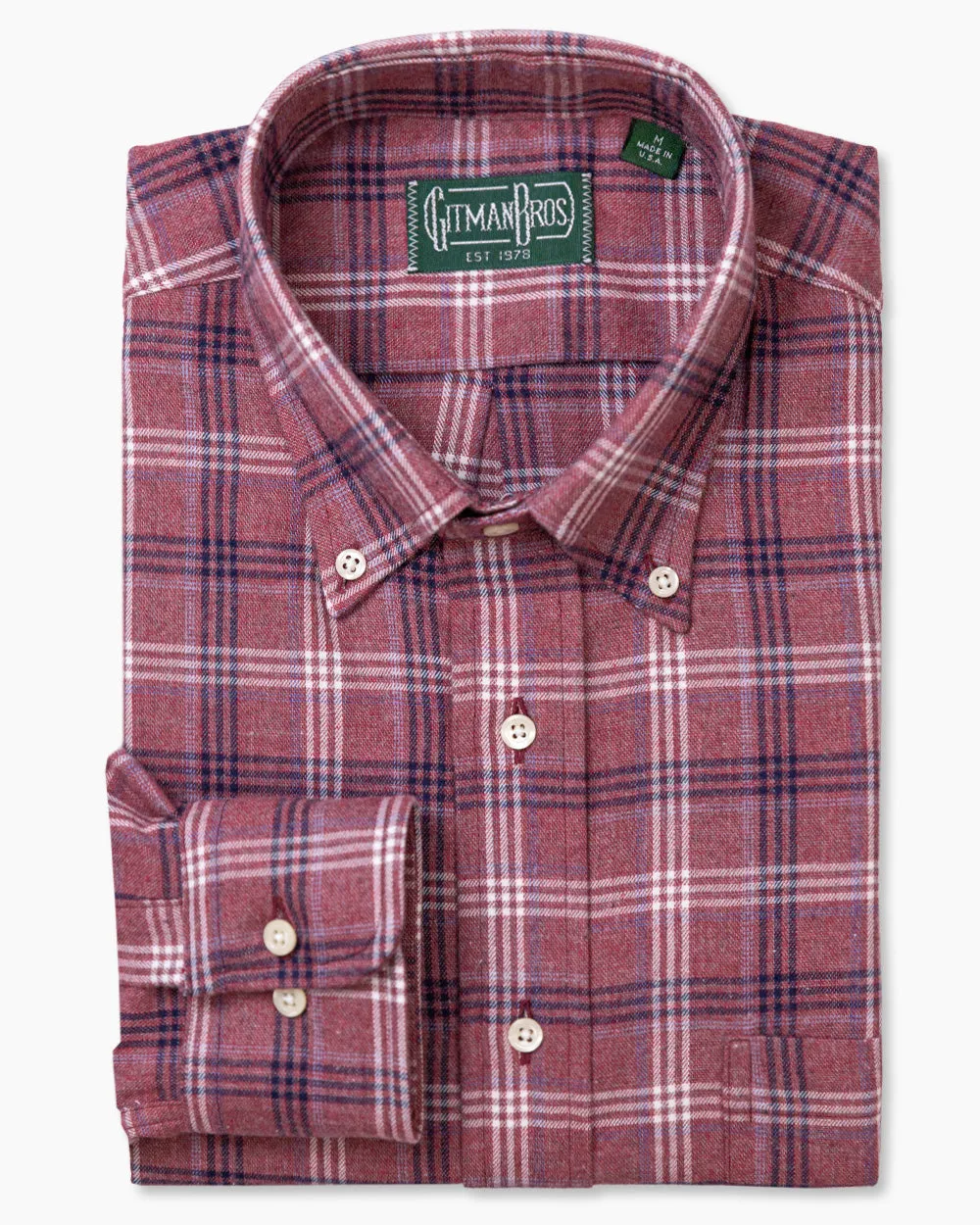 Burgundy Checked Flannel sold by Gitman Brothers product image thumbnail 2