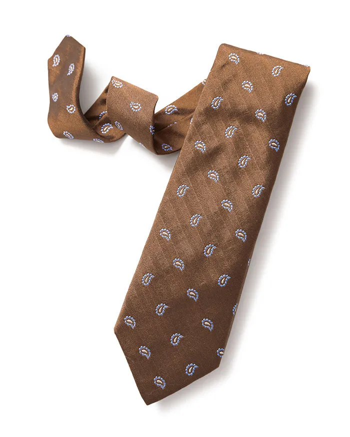 Brown Woven Neat Paisley Tie sold by Gitman Brothers
