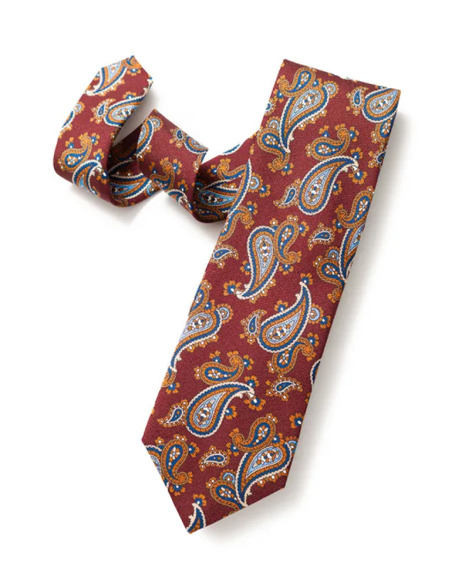 Burgundy Printed Paisley Tie sold by Gitman Brothers