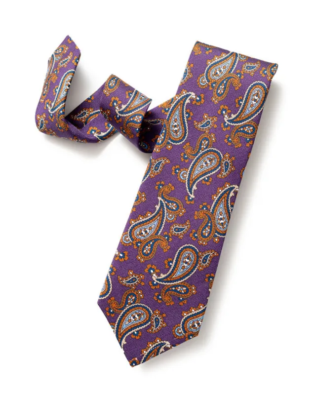 Purple Printed Paisley Tie sold by Gitman Brothers