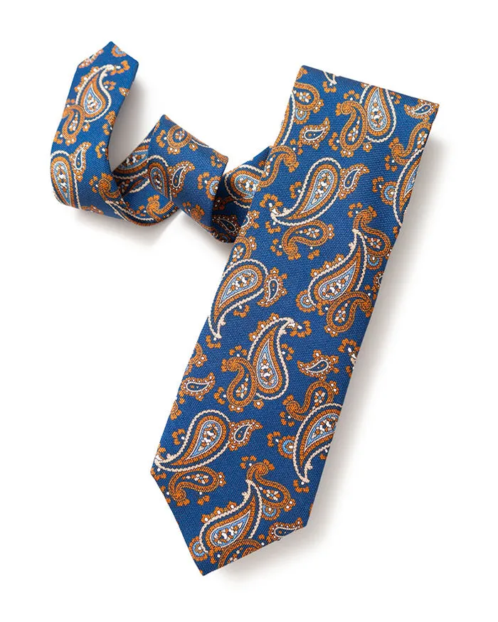 Navy Printed Paisley Tie sold by Gitman Brothers