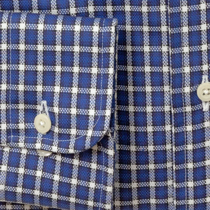 Navy Checked Hopsack sold by Gitman Brothers product image thumbnail 4