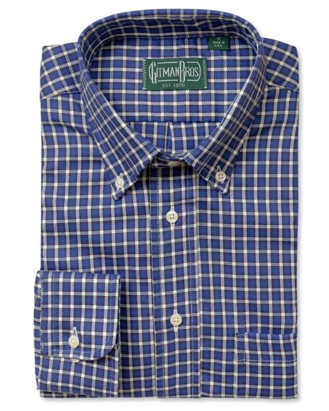 Navy Checked Hopsack sold by Gitman Brothers