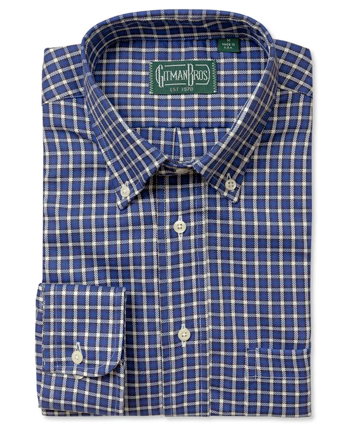 Navy Checked Hopsack sold by Gitman Brothers