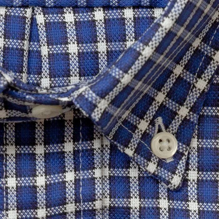 Navy Checked Hopsack sold by Gitman Brothers product image thumbnail 5