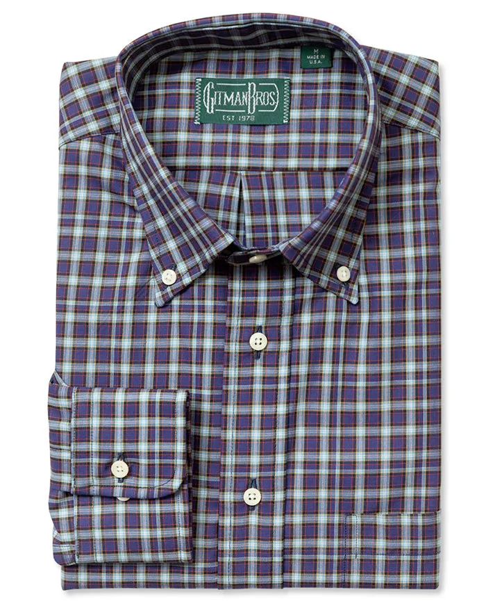 Navy Broadcloth Tartan sold by Gitman Brothers