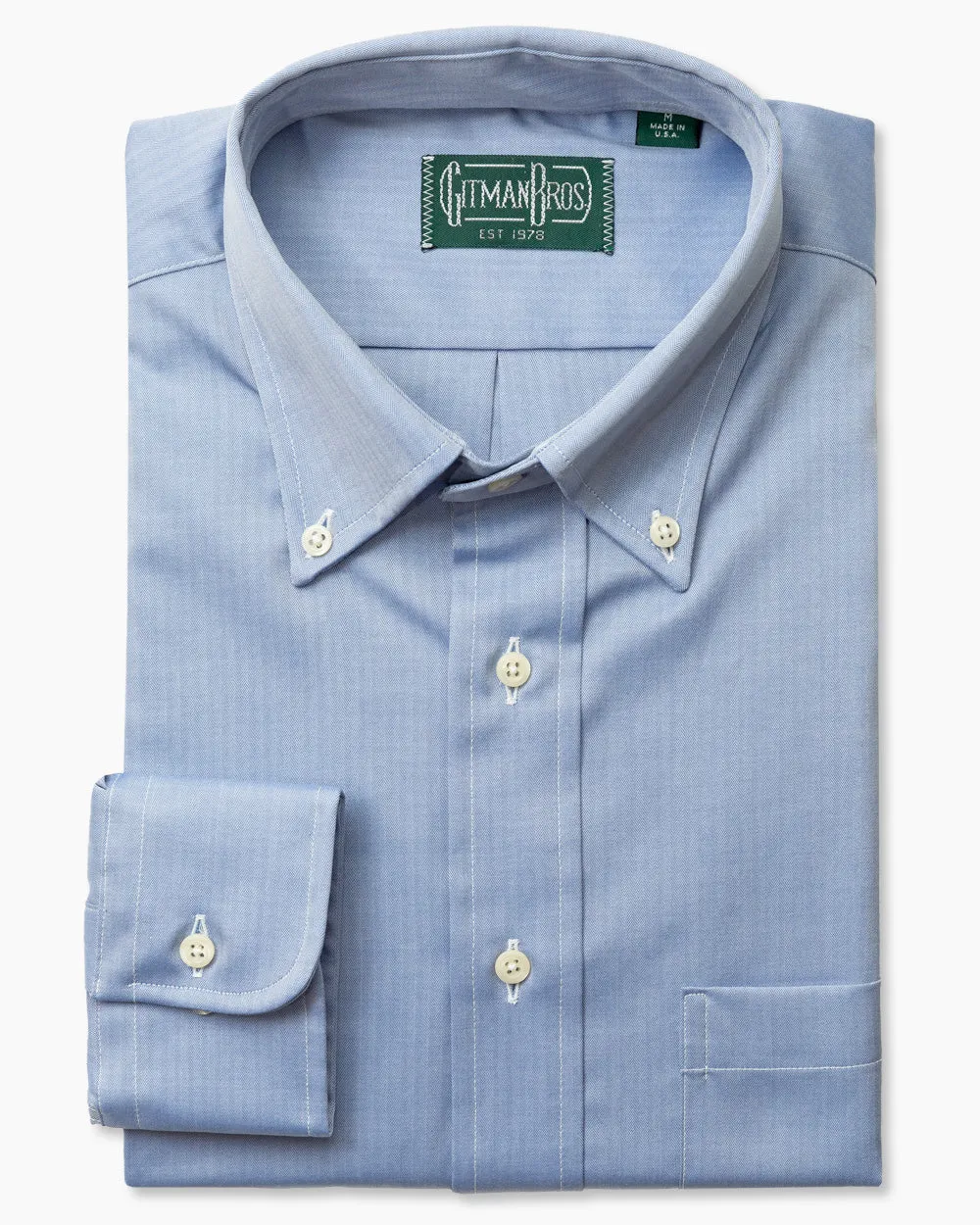 Blue Micro Herringbone sold by Gitman Brothers product image thumbnail 2