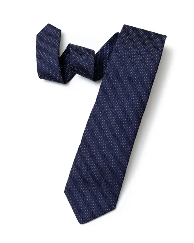 Navy Pin Dot Stripe Tie sold by Gitman Brothers