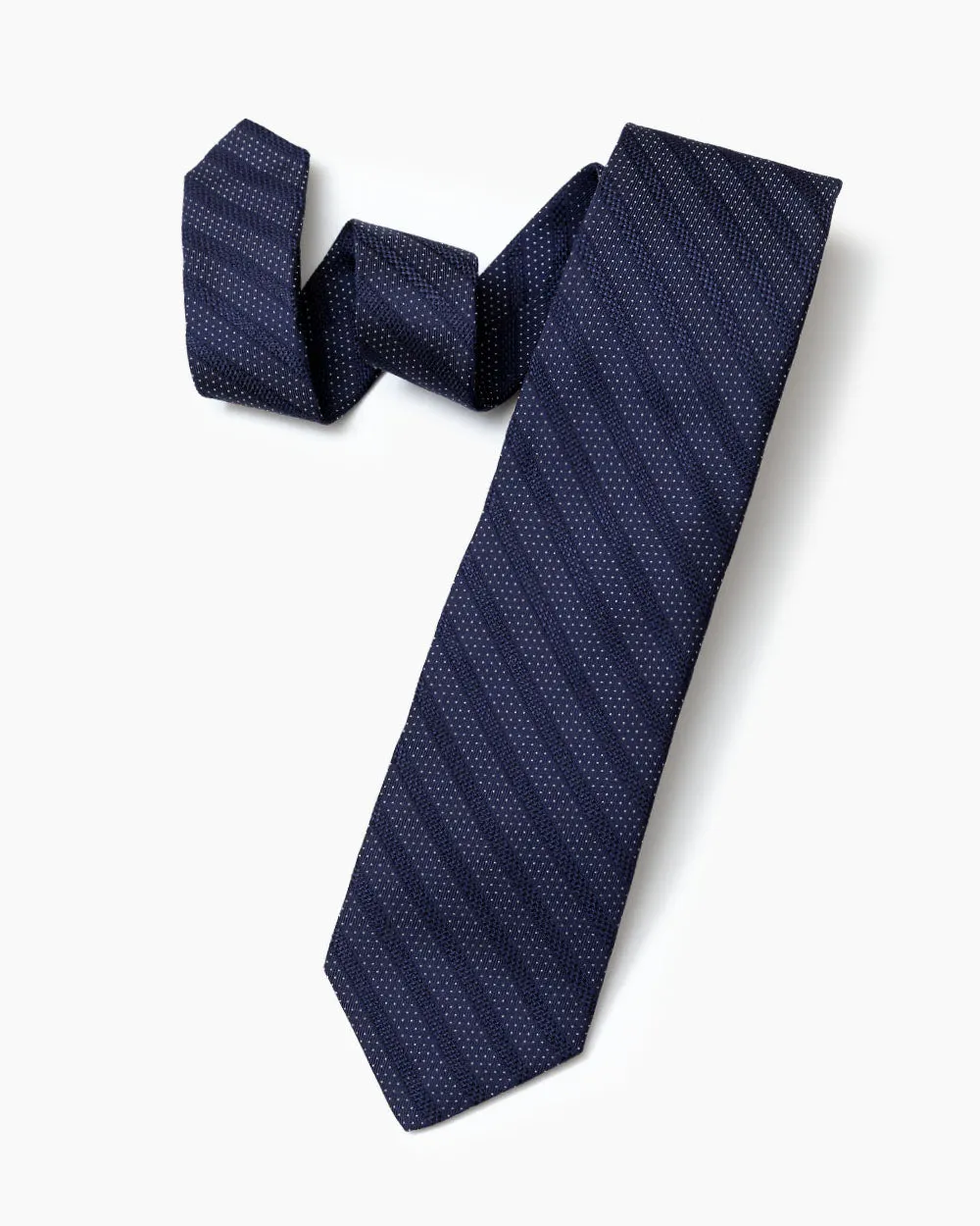 Navy Pin Dot Stripe Tie sold by Gitman Brothers product image thumbnail 2