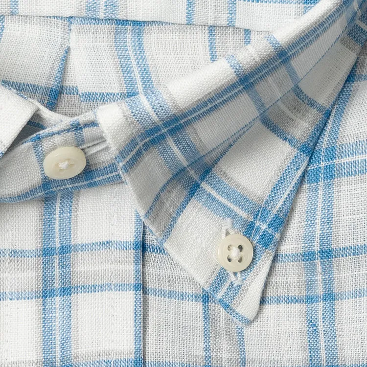 Blue Tonal Plaid Linen sold by Gitman Brothers product image thumbnail 5