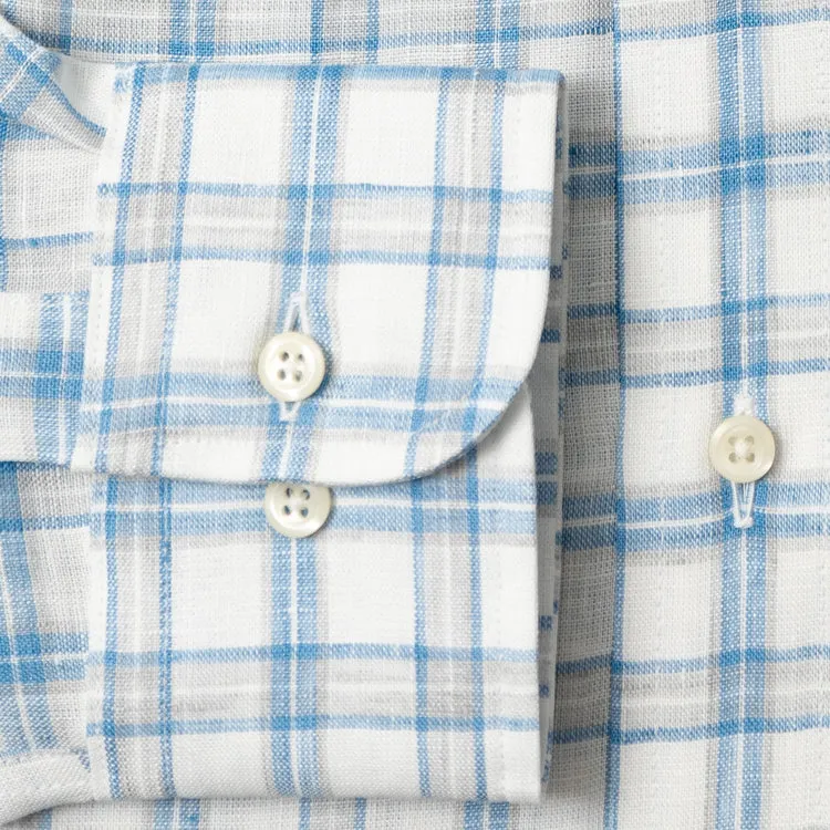 Blue Tonal Plaid Linen sold by Gitman Brothers product image thumbnail 4