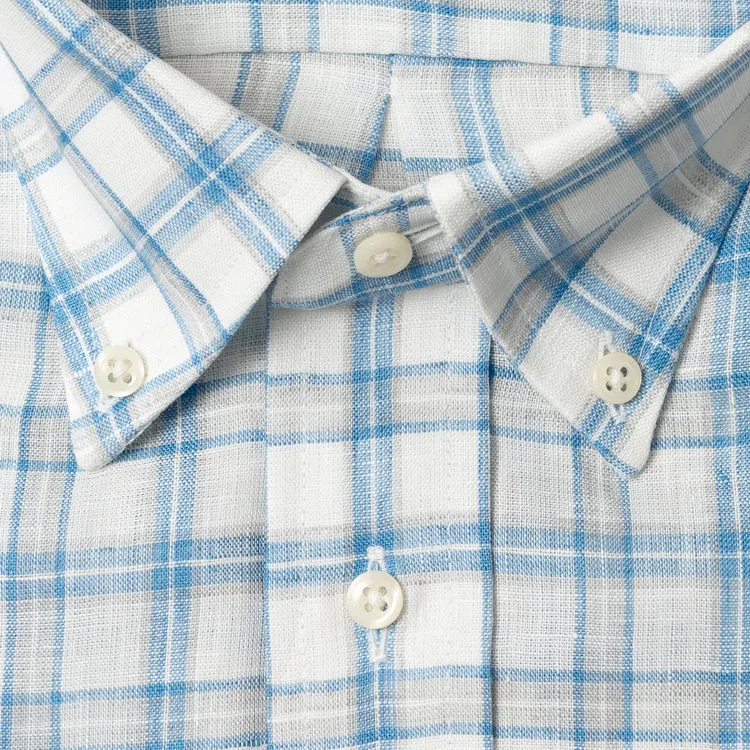 Blue Tonal Plaid Linen sold by Gitman Brothers product image thumbnail 3