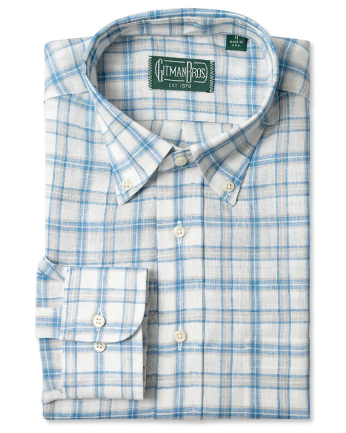 Blue Tonal Plaid Linen sold by Gitman Brothers