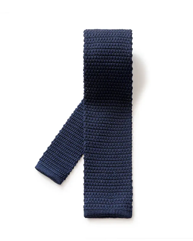 Navy Knit Tie sold by Gitman Brothers