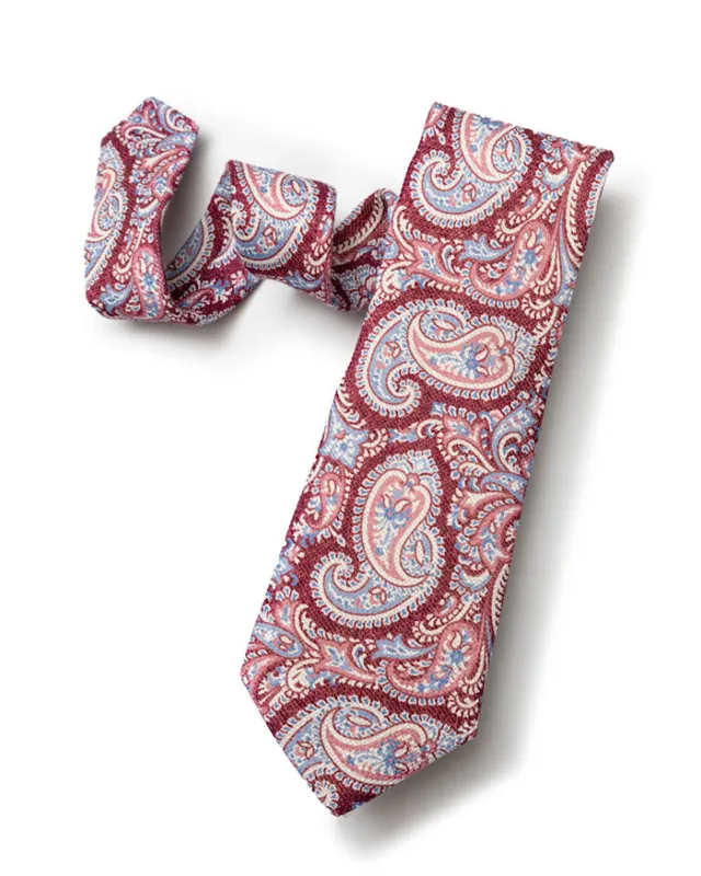 Burgundy Printed Paisley Tie sold by Gitman Brothers