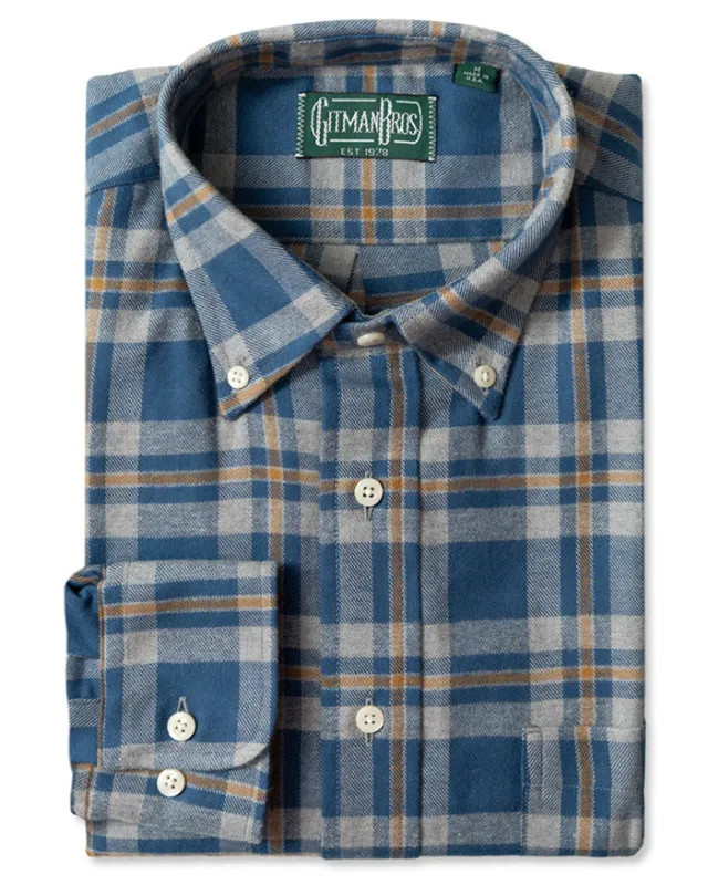 Blue Brushed Twill Check sold by Gitman Brothers