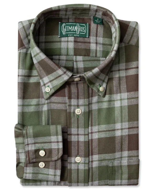 Olive Brushed Twill Check made by Gitman Brothers