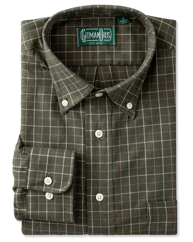 Olive Checked Twill sold by Gitman Brothers