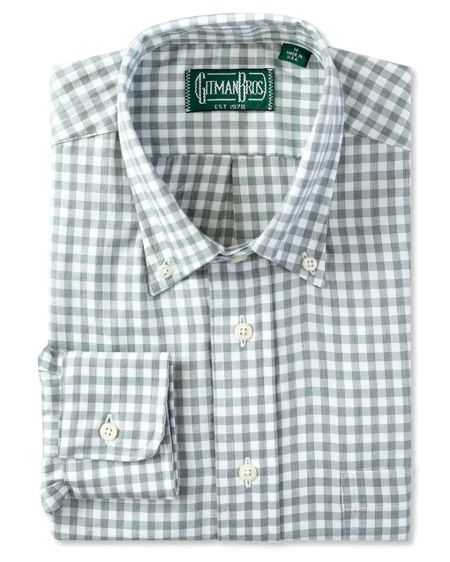 Sage Brushed Twill Check sold by Gitman Brothers